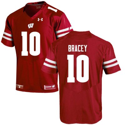 Men's Wisconsin Badgers NCAA #10 Stephan Bracey Red Authentic Under Armour Stitched College Football Jersey OM31F26KD